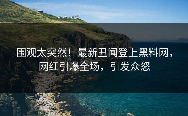 围观太突然！最新丑闻登上黑料网，网红引爆全场，引发众怒