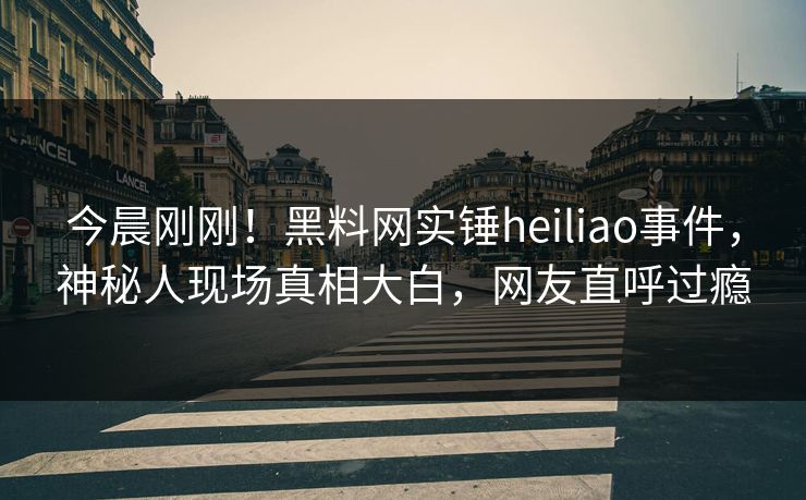 今晨刚刚！黑料网实锤heiliao事件，神秘人现场真相大白，网友直呼过瘾