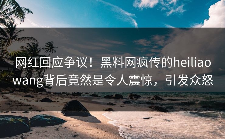 网红回应争议！黑料网疯传的heiliaowang背后竟然是令人震惊，引发众怒
