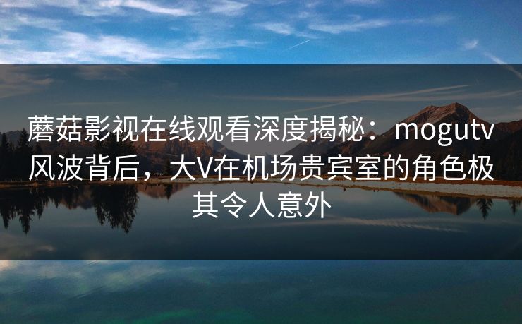 蘑菇影视在线观看深度揭秘：mogutv风波背后，大V在机场贵宾室的角色极其令人意外