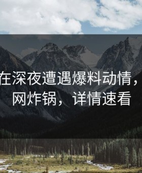 圈内人在深夜遭遇爆料动情，黑料全网炸锅，详情速看
