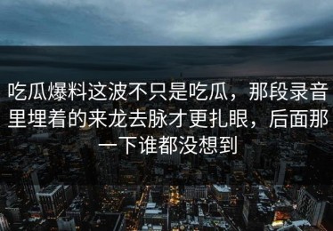 吃瓜爆料这波不只是吃瓜，那段录音里埋着的来龙去脉才更扎眼，后面那一下谁都没想到