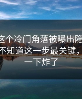 51吃瓜这个冷门角落被曝出隐藏线索，外面还不知道这一步最关键，评论区一下炸了