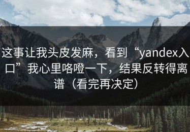 这事让我头皮发麻，看到“yandex入口”我心里咯噔一下，结果反转得离谱（看完再决定）