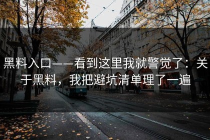 黑料入口——看到这里我就警觉了：关于黑料，我把避坑清单理了一遍