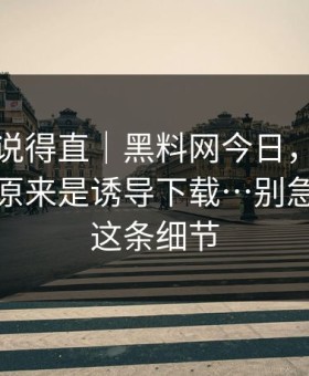 别怪我说得直｜黑料网今日，我当场清醒：原来是诱导下载…别急，先看这条细节