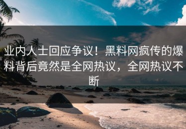 业内人士回应争议！黑料网疯传的爆料背后竟然是全网热议，全网热议不断