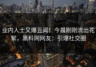 业内人士又爆丑闻！今晨刚刚流出花絮，黑料网网友：引爆社交圈