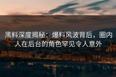 黑料深度揭秘：爆料风波背后，圈内人在后台的角色罕见令人意外