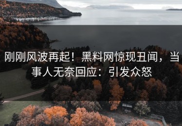 刚刚风波再起！黑料网惊现丑闻，当事人无奈回应：引发众怒