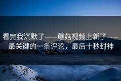 看完我沉默了——蘑菇视频上新了——最关键的一条评论，最后十秒封神
