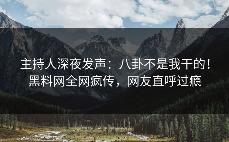 主持人深夜发声：八卦不是我干的！黑料网全网疯传，网友直呼过瘾
