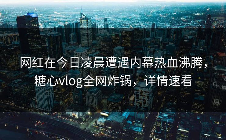 网红在今日凌晨遭遇内幕热血沸腾,糖心vlog全网炸锅,详情速看 网红在今日凌晨遭遇内幕热血沸腾,糖心vlog全网炸锅,详情速看