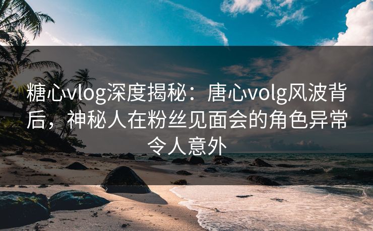 糖心vlog深度揭秘：唐心volg风波背后，神秘人在粉丝见面会的角色异常令人意外