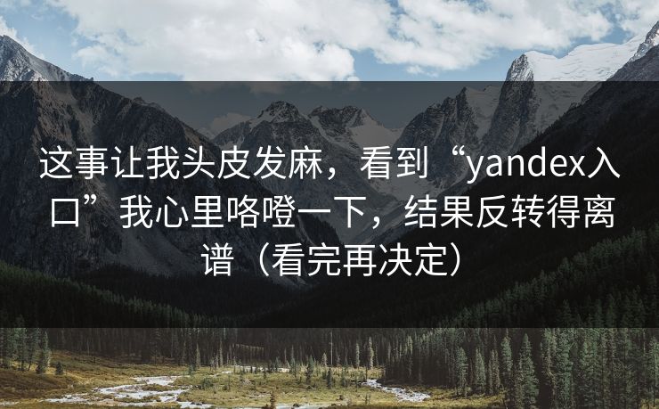 这事让我头皮发麻，看到“yandex入口”我心里咯噔一下，结果反转得离谱（看完再决定）